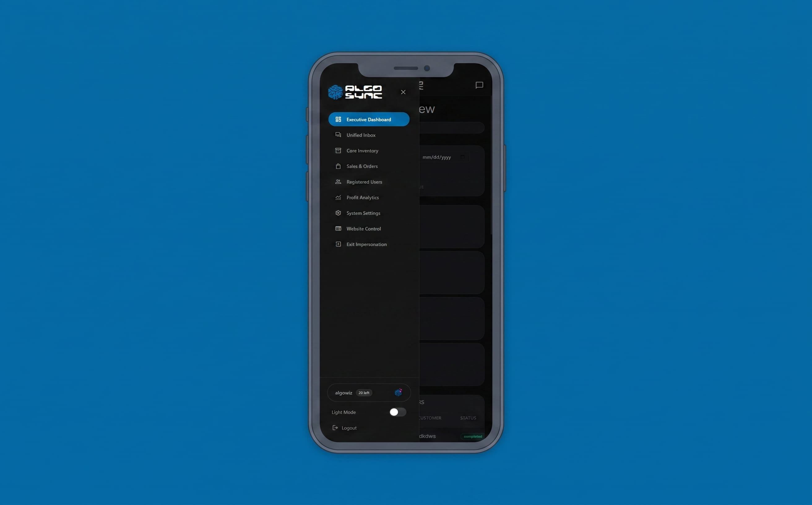 AlgoSync Mobile Mockup